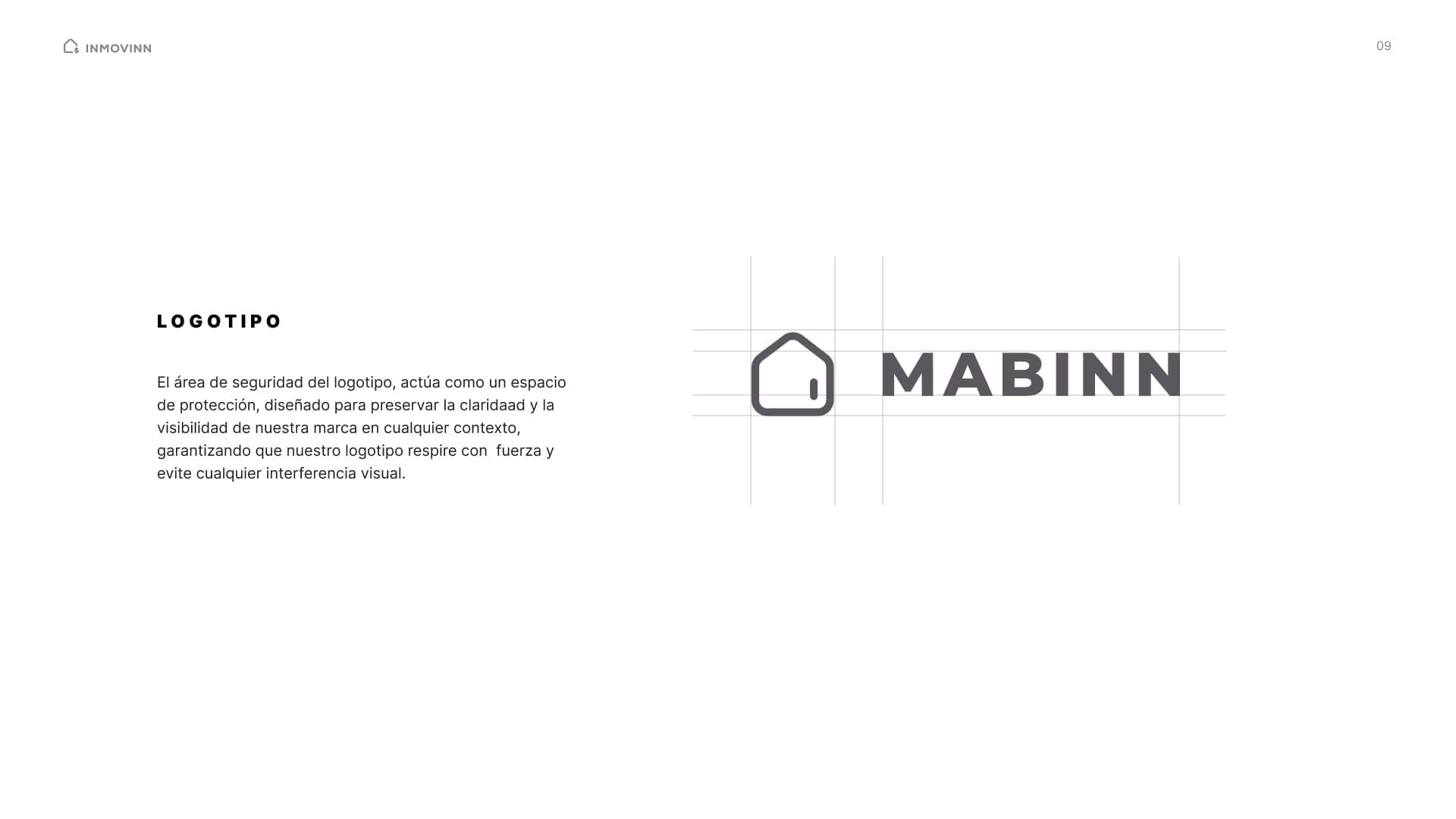Área de seguridad del logotipo de Mabinn sobre retícula