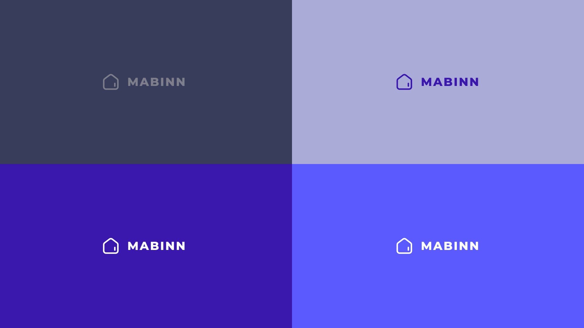 Logotipo de Mabinn sobre los cuatro colores de la marca