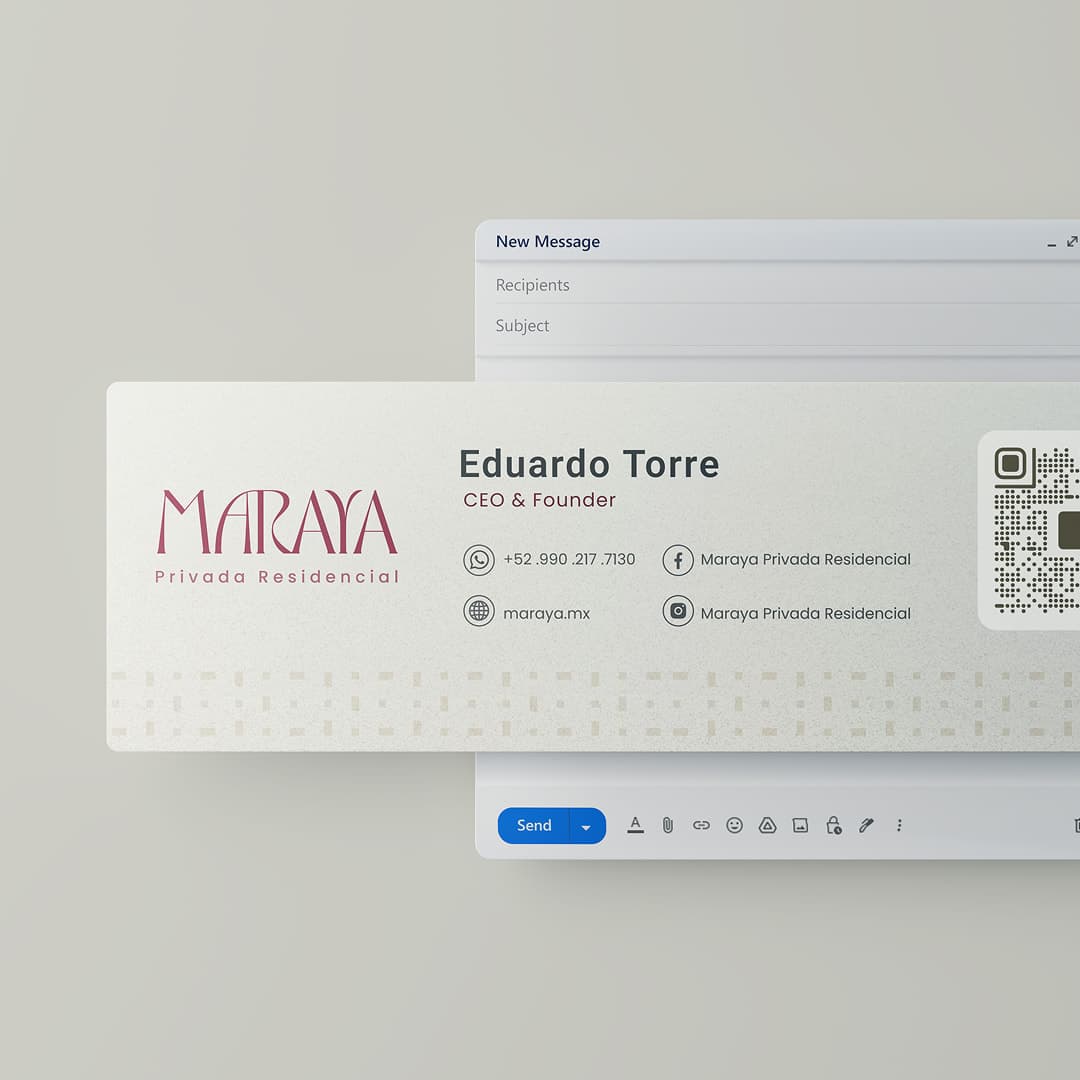 Maraya email signature over a new message window