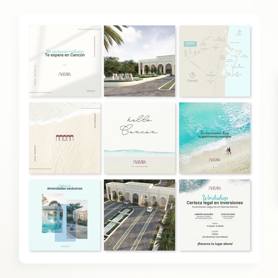 Grid of Maraya Instagram posts