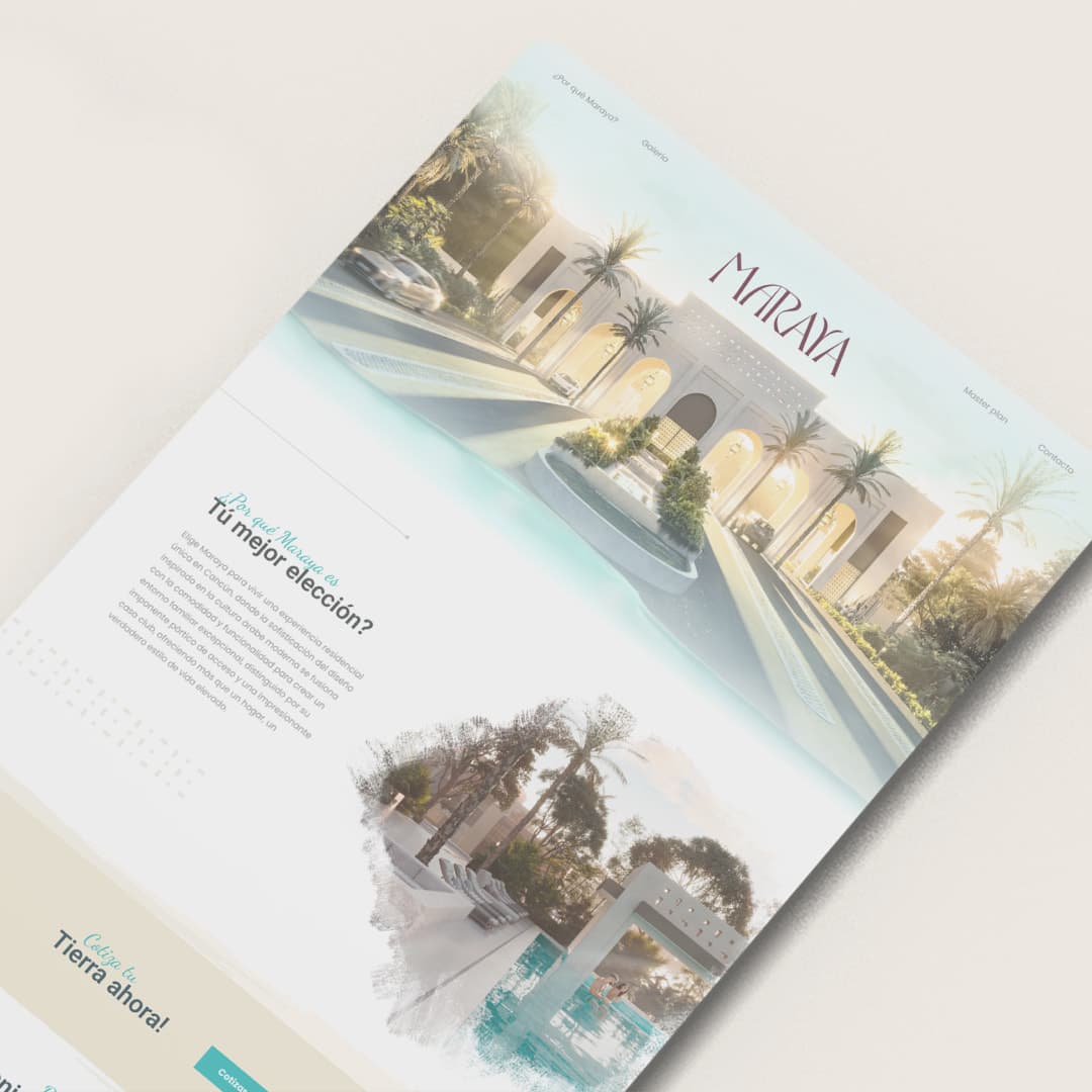 Maraya brochure with renders of the community
