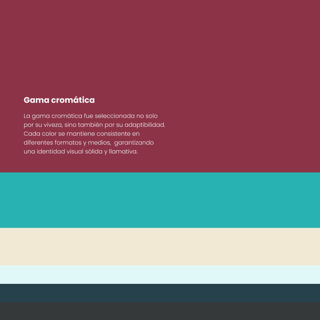 Maraya color palette: wine, turquoise, sand, white and slate