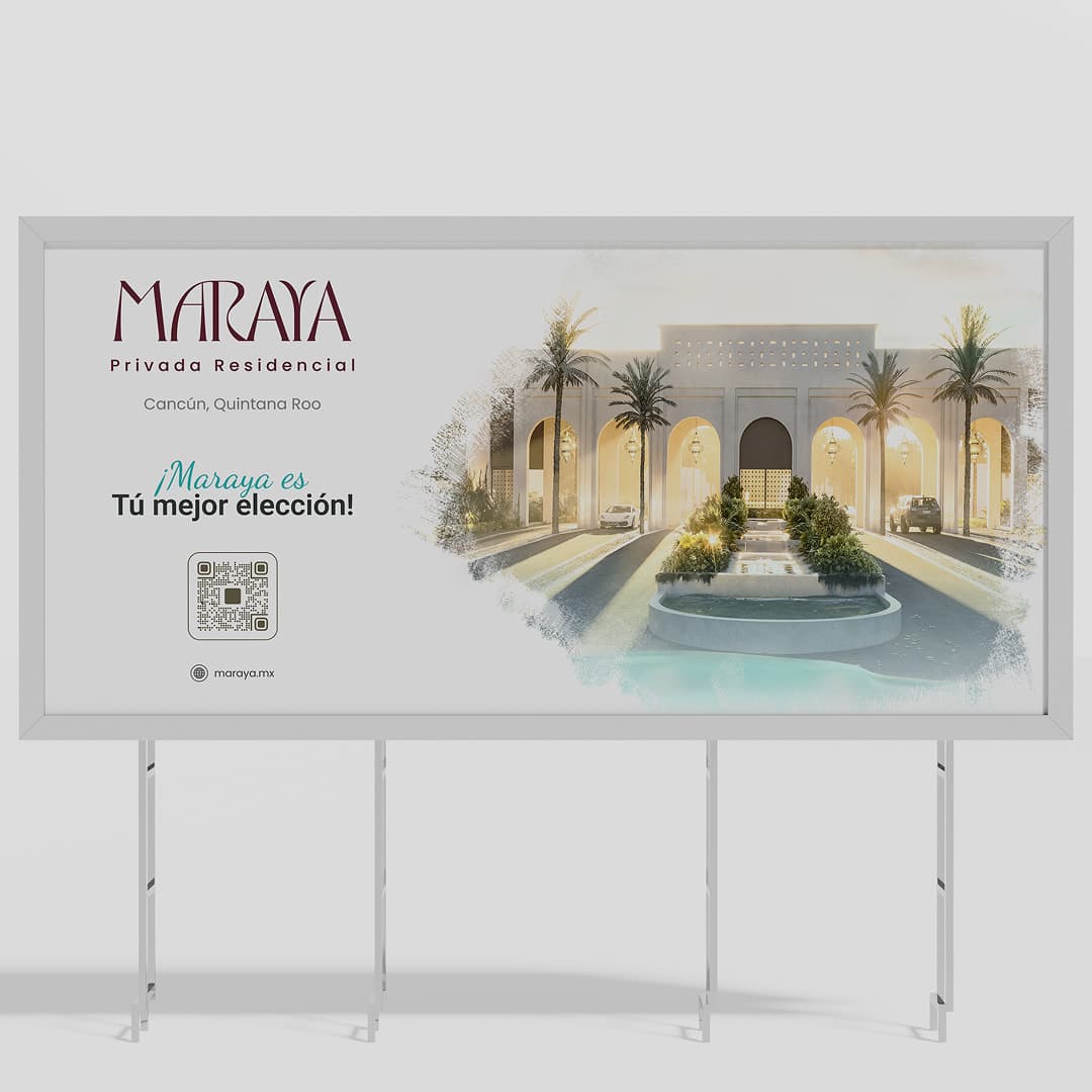 Maraya billboard with the message “Your best choice” and a QR code