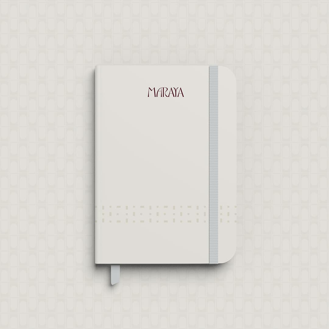Notebook with the Maraya logo