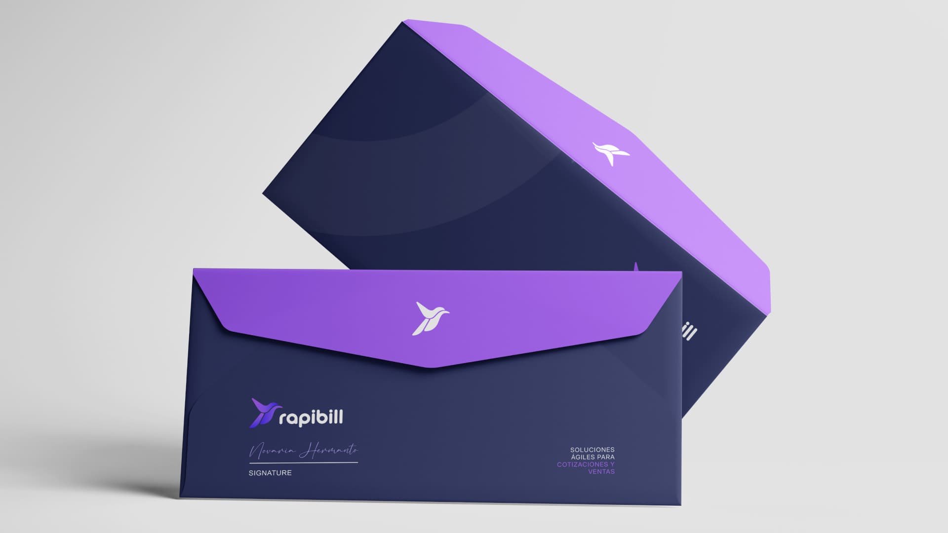 Rapibill envelopes in navy and violet