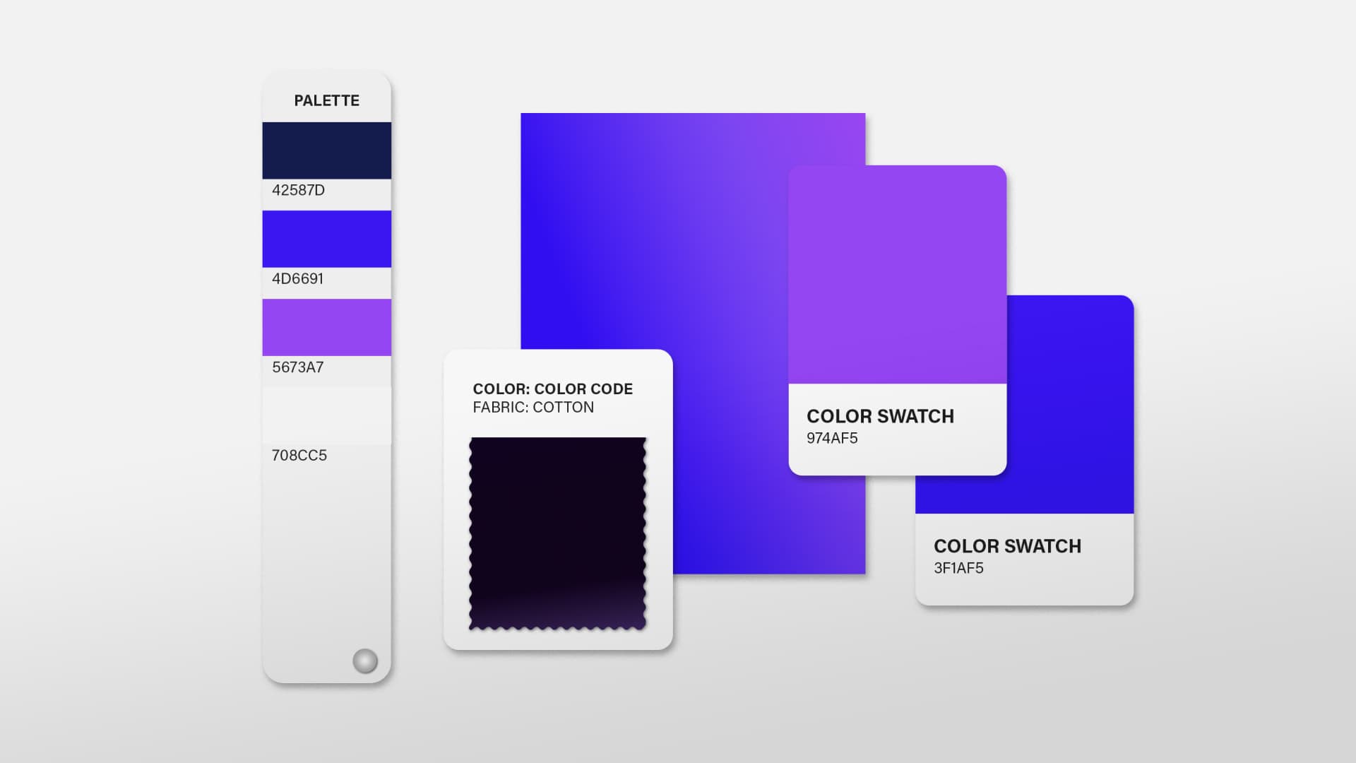 Rapibill color swatches with violet and blue cards