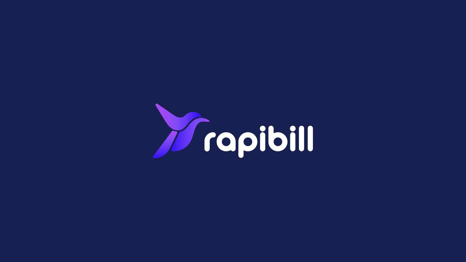 Rapibill logo in white on navy