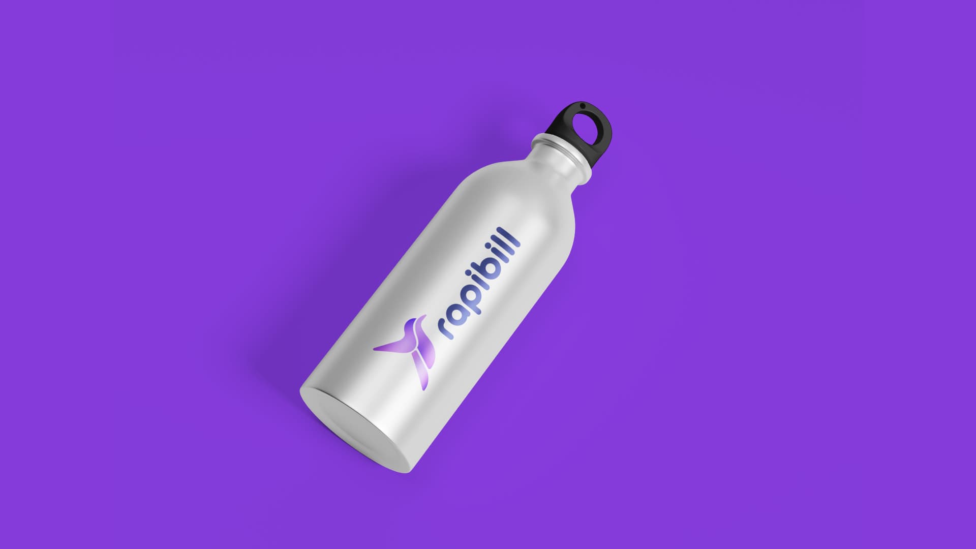 Metal bottle with the Rapibill logo