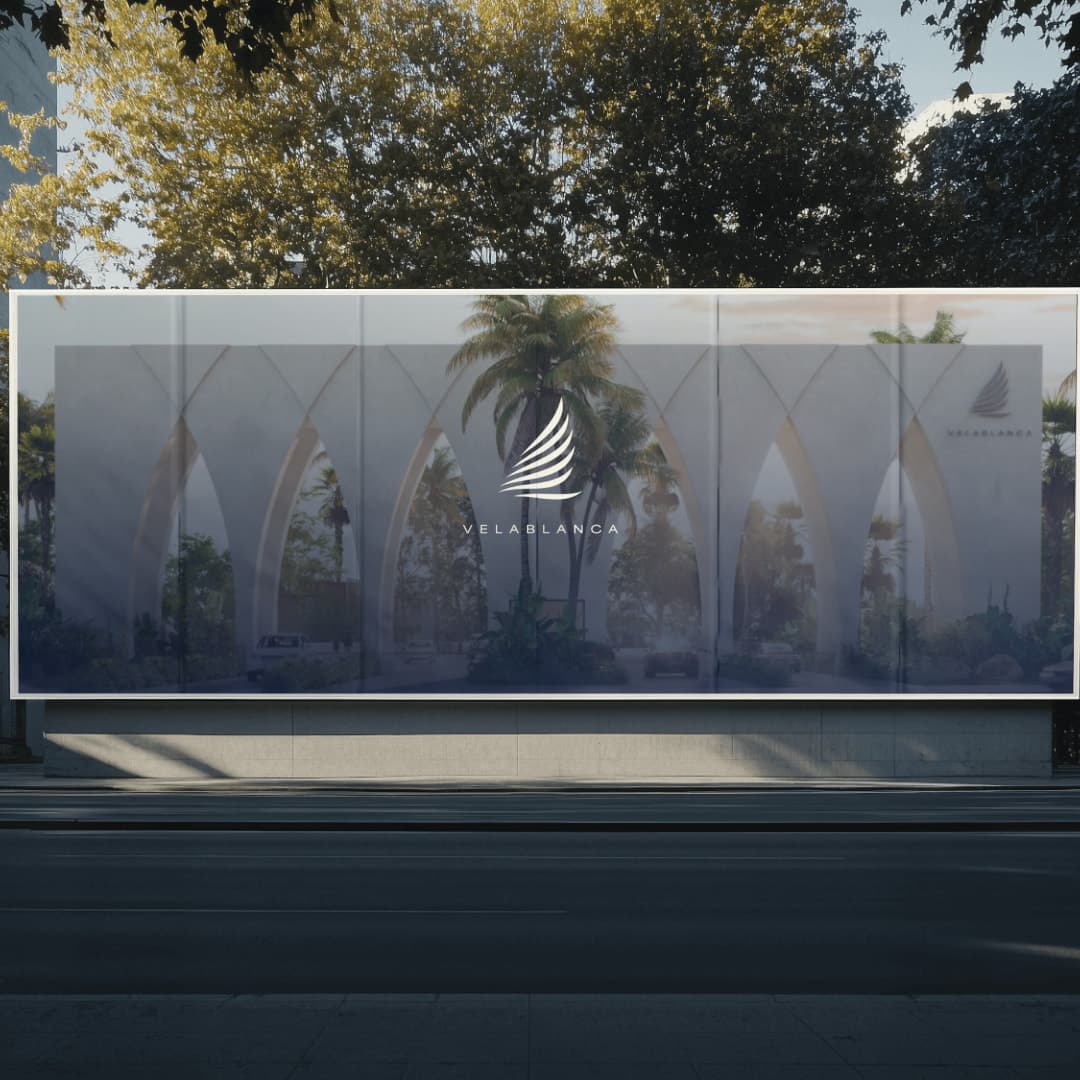 Velablanca billboard with a rendering of the development