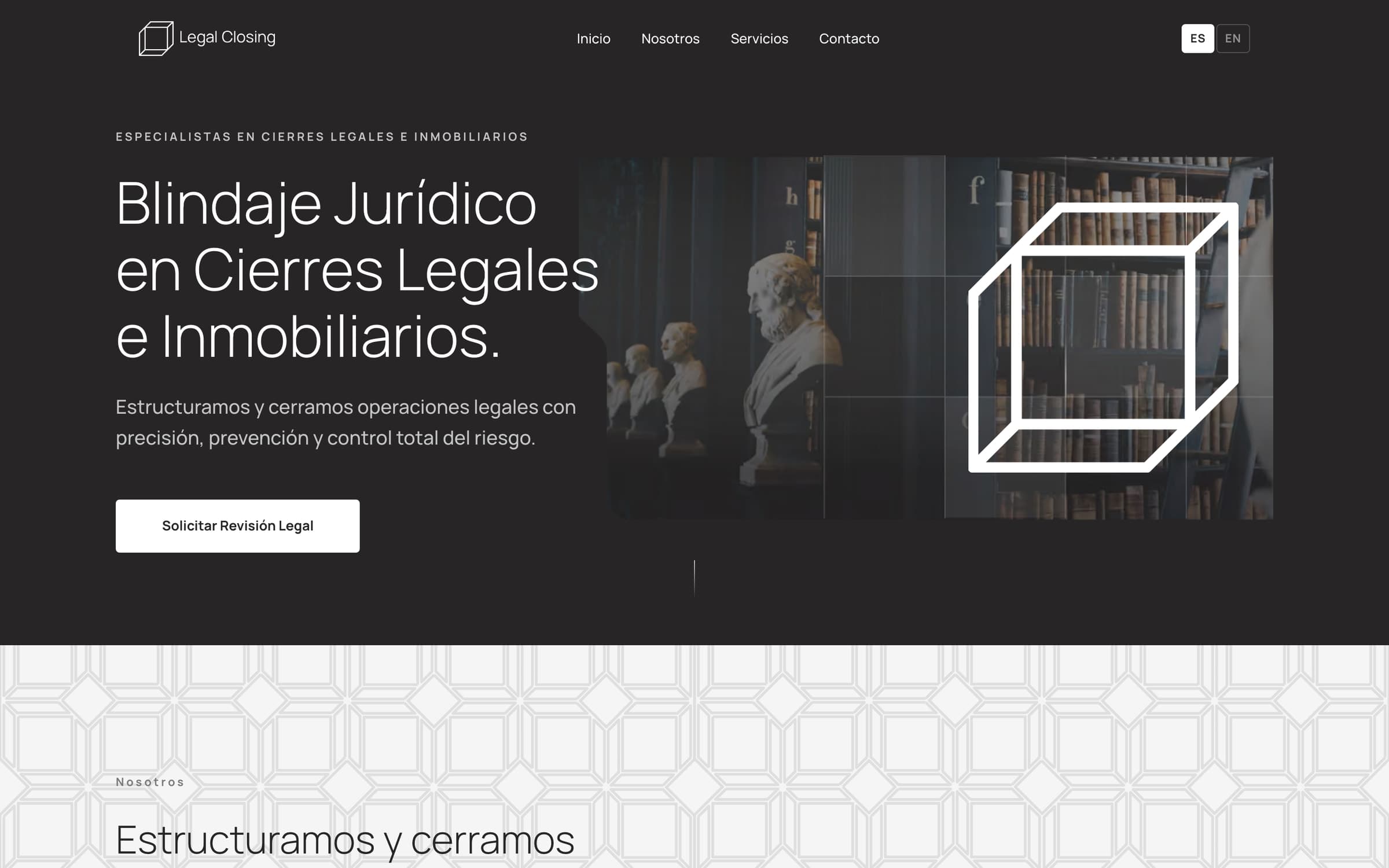 Página de inicio de legalclosing.mx en escritorio