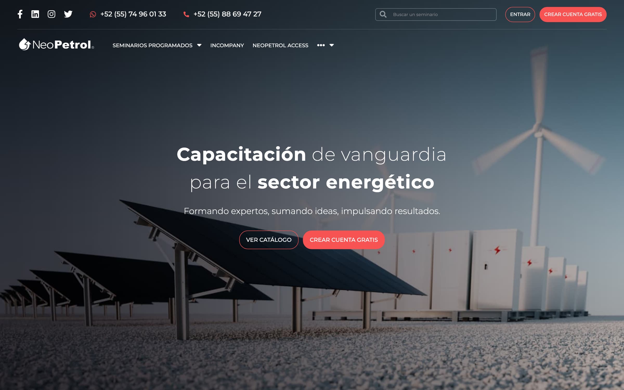 Página de inicio de neopetrol.com en escritorio